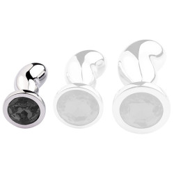 SM Fantasy Plug Bijou Bean Silver S 6 x 2.3cm Noir